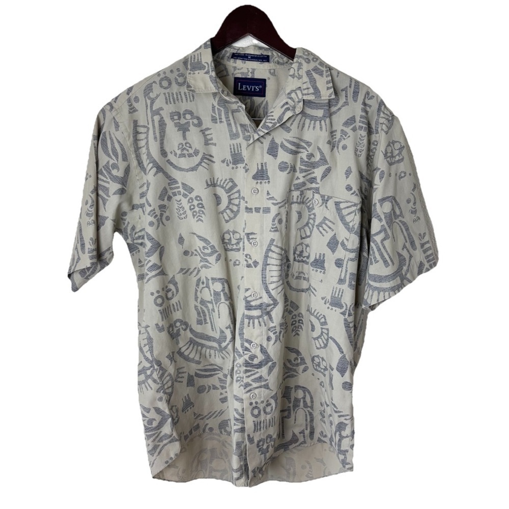 Vintage Levi’s Traditional Print Tropical Button Up Shirt Men’s Size Medium